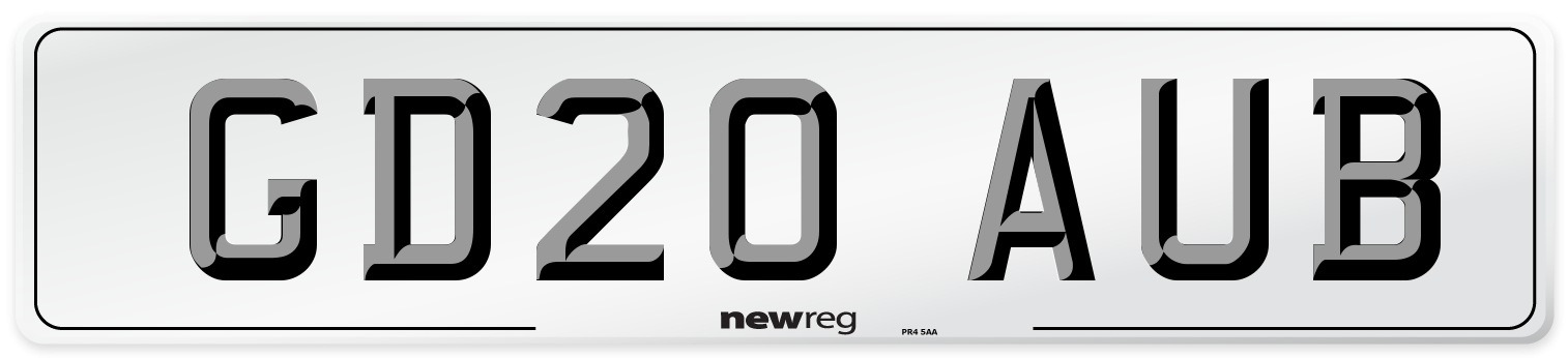 GD20 AUB Number Plate from New Reg